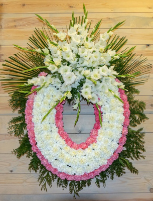 Corona ovalada blanca y rosa ref. 813
